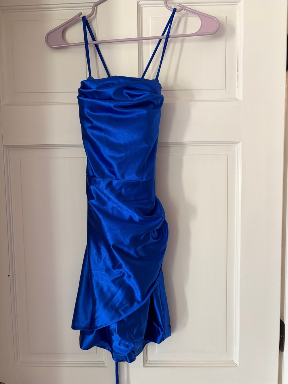 Stacees Satin Cobalt Blue Strappy Dress